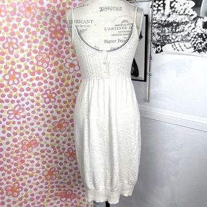 James Perse beige washed knit tank dress light cotton linen midi sleeveless Sz.2